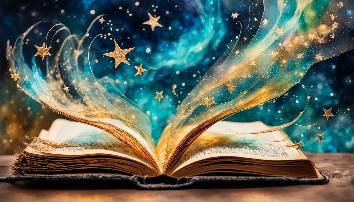 Ethereal Celestial Manuscript in Whispers of Falling Stars