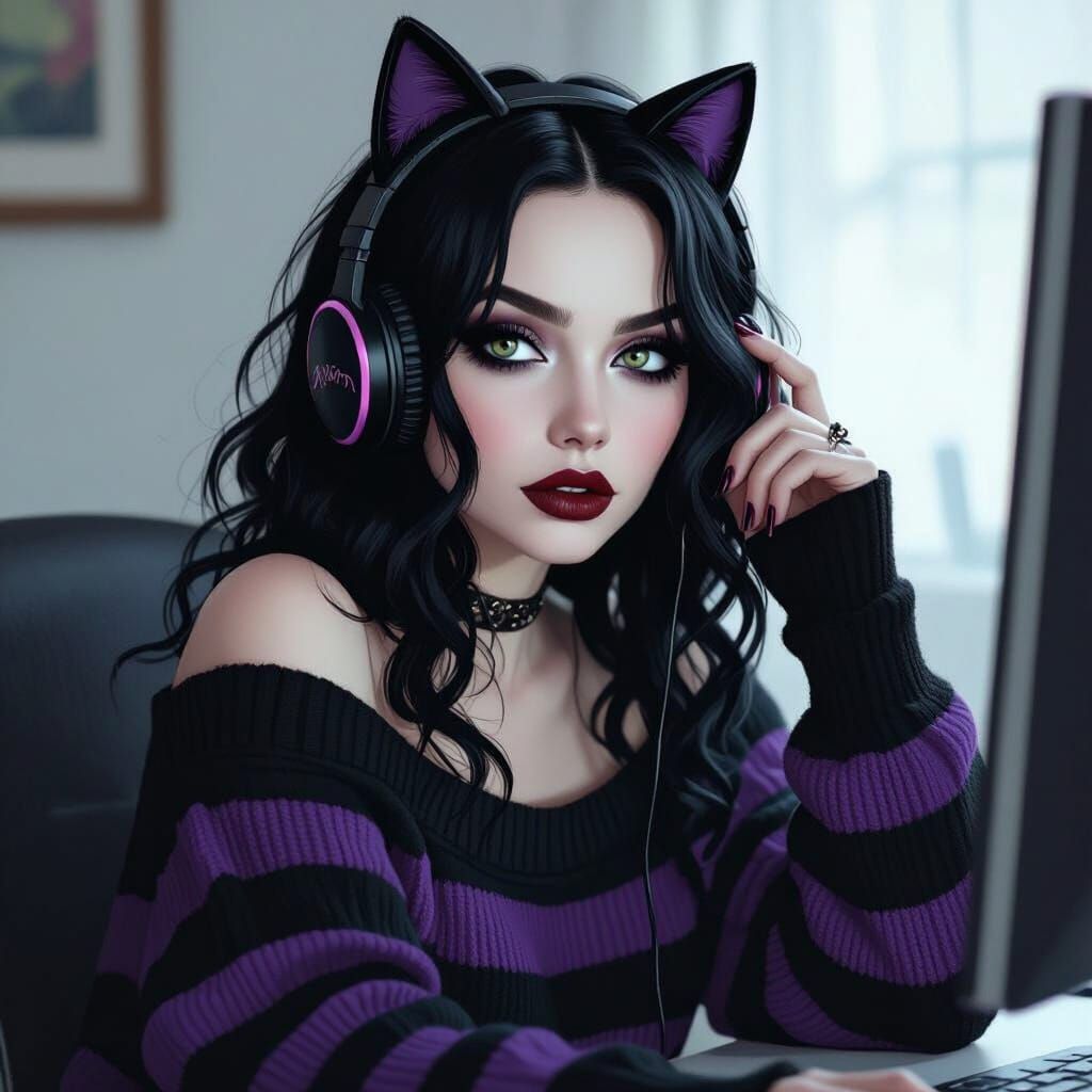 Goth Girl Selfie with Cinematic Lighting