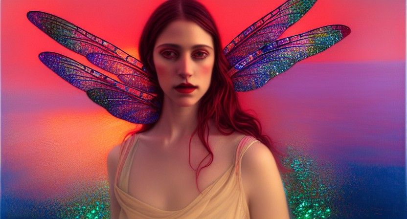 Woman with Rainbow Wings by Yigal Ozeri