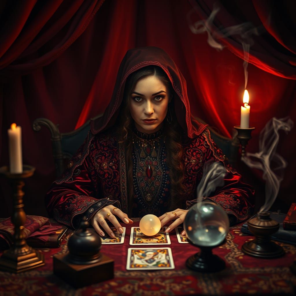 Mystical Gypsy Fortune Teller in Rembrandt Style