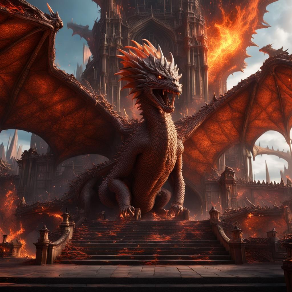 Detailed Dragon Unleashes Fiery Breath