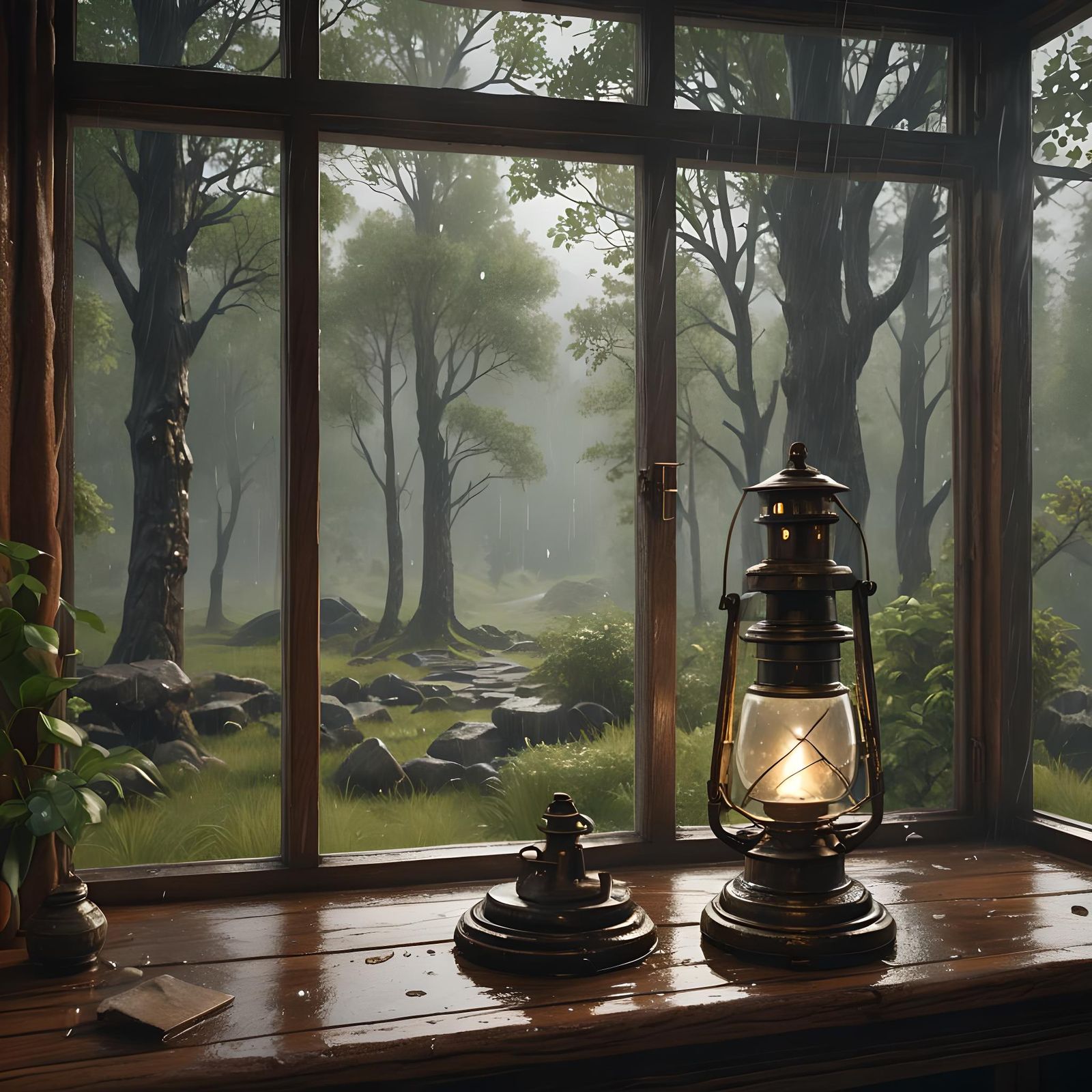 Rainy Day Window Scene in Detailed 3D