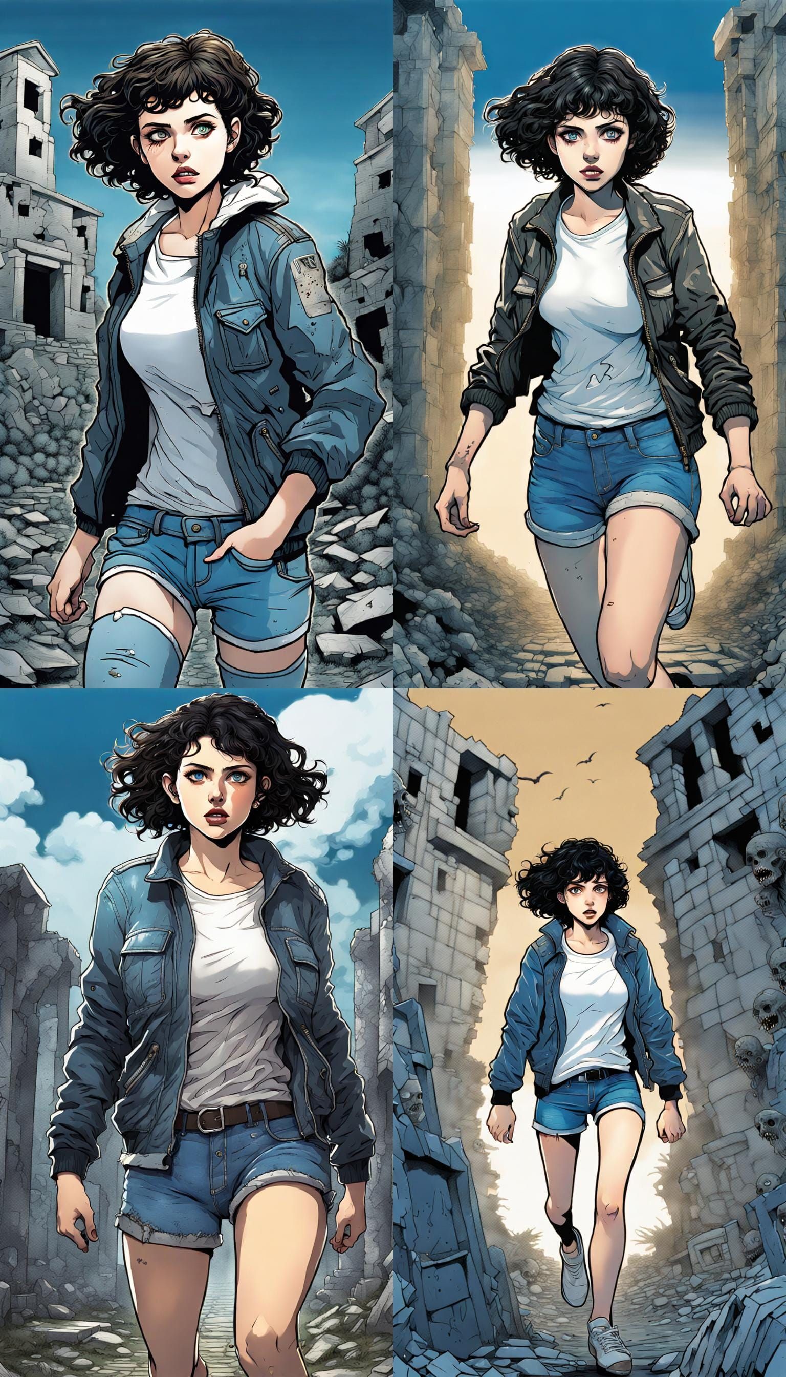 Manga Horror: Woman Escapes Zombie in Ruined Labyrinth