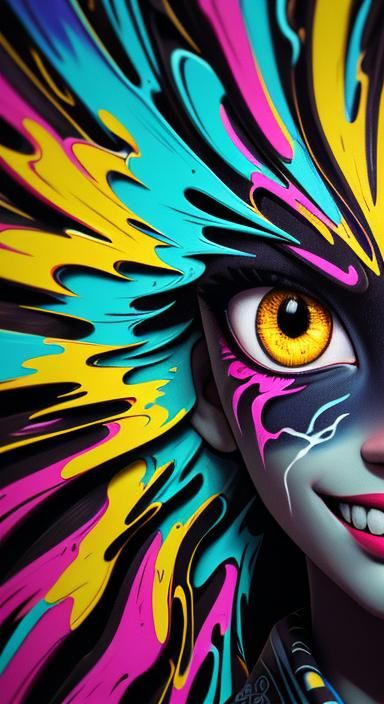 Surreal Graffiti Art Portrait in a Dark Alleyway