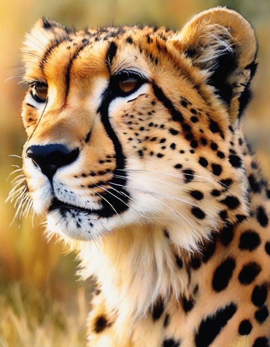 Vibrant Cheetah Portrait in Watercolor