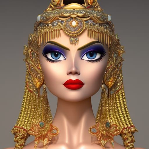 Charming Gold Goddess in Pixar Style