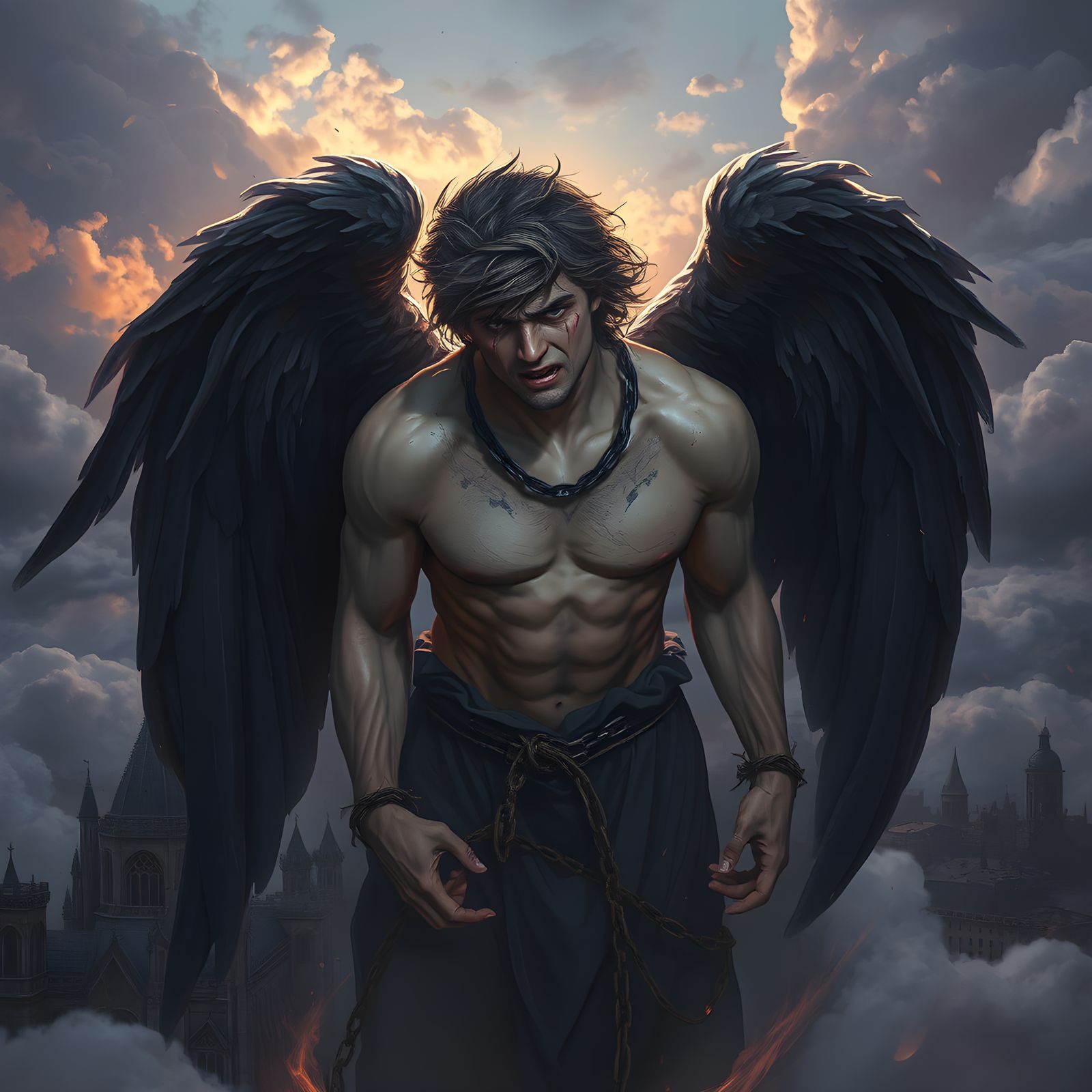 Fallen Angel in Ruins: Dark Fantasy Concept Art