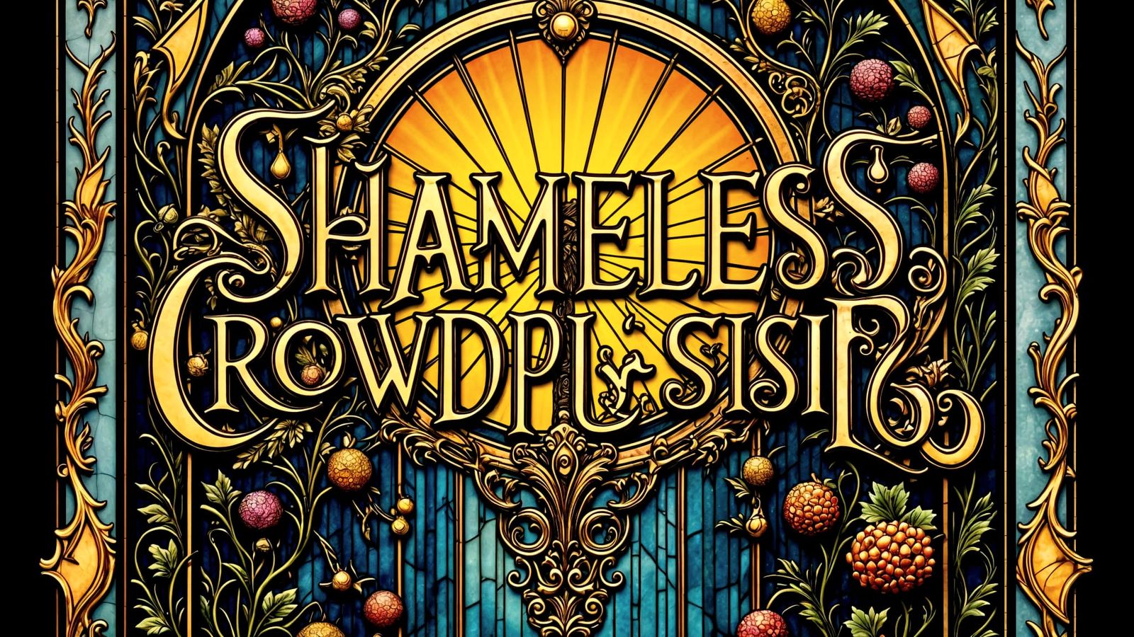 Shameless Crowpleasing Text in Stained Glass Tarot Style