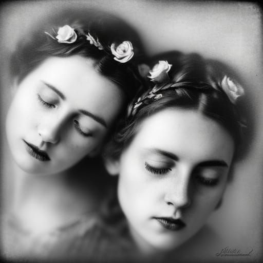Dreaming Edwardian Women in Grayscale Portrait