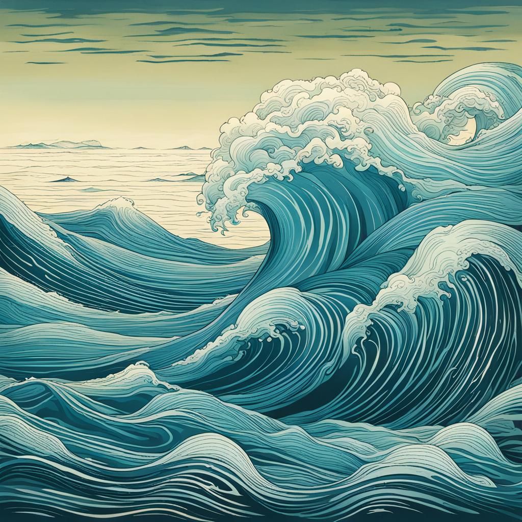 Ocean Waves Inspired by Japanese Art