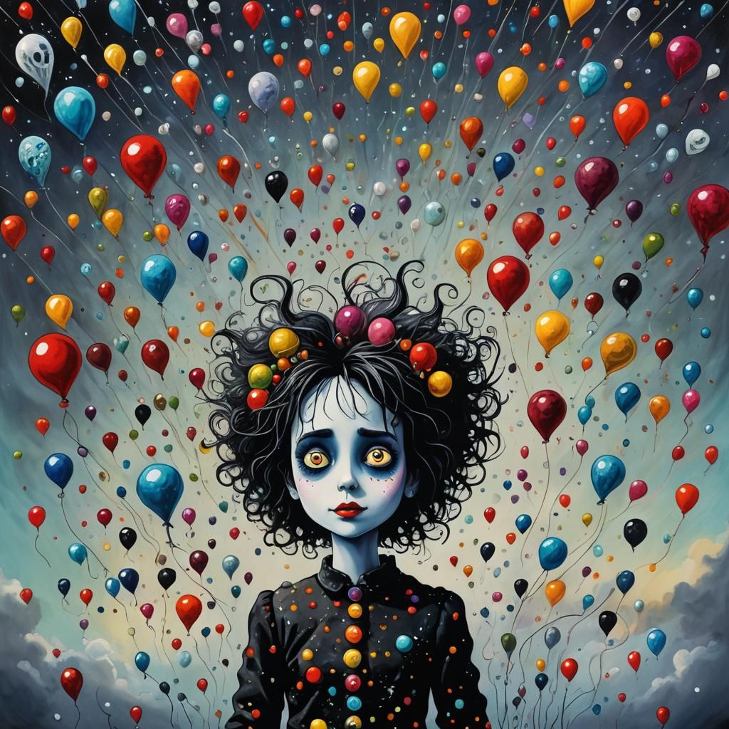 Surreal Portrait in Tim Burton Style, Triadic Colors