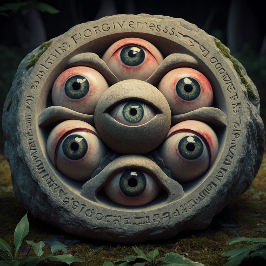 Mysterious Stone Sculpture with Seven Eyes