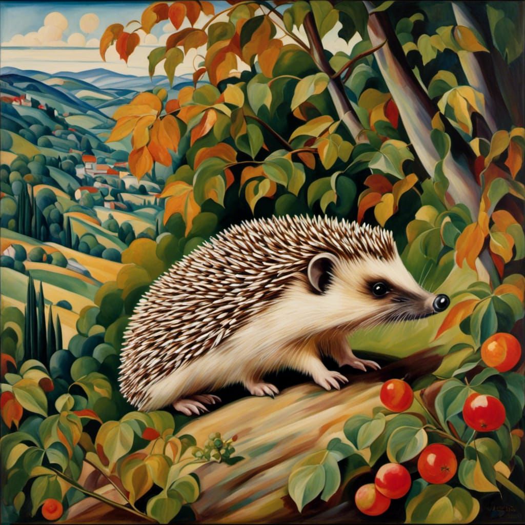 <lora:Tamara:1.0> Portrait of an Hedgehog in a beautiful environmental landscape.