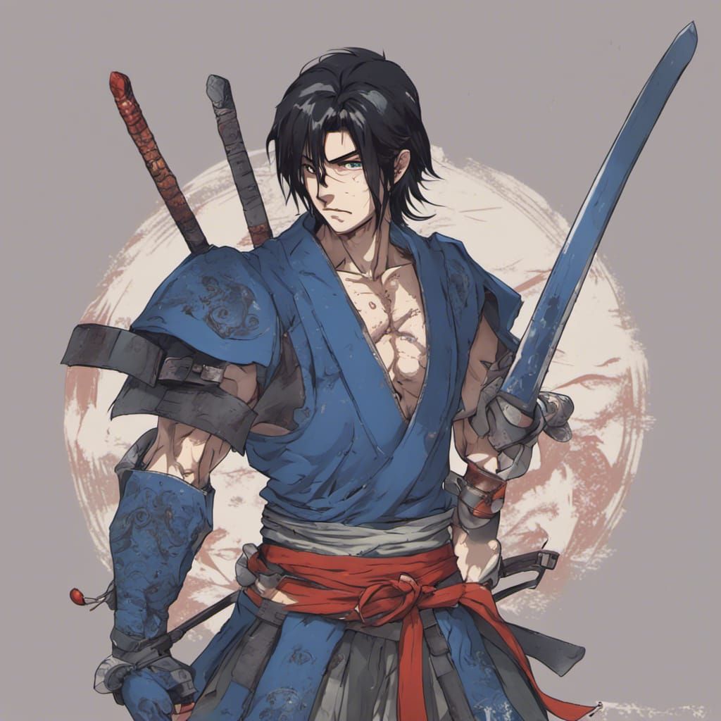 Anime Samurai Warrior in Miyazaki Style