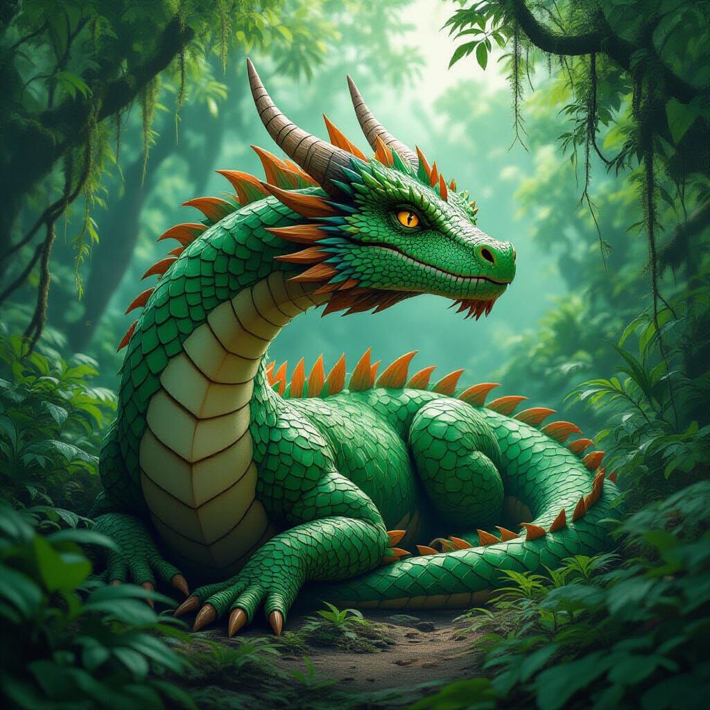 Camouflaged Jungle Dragon in Digital Art Style