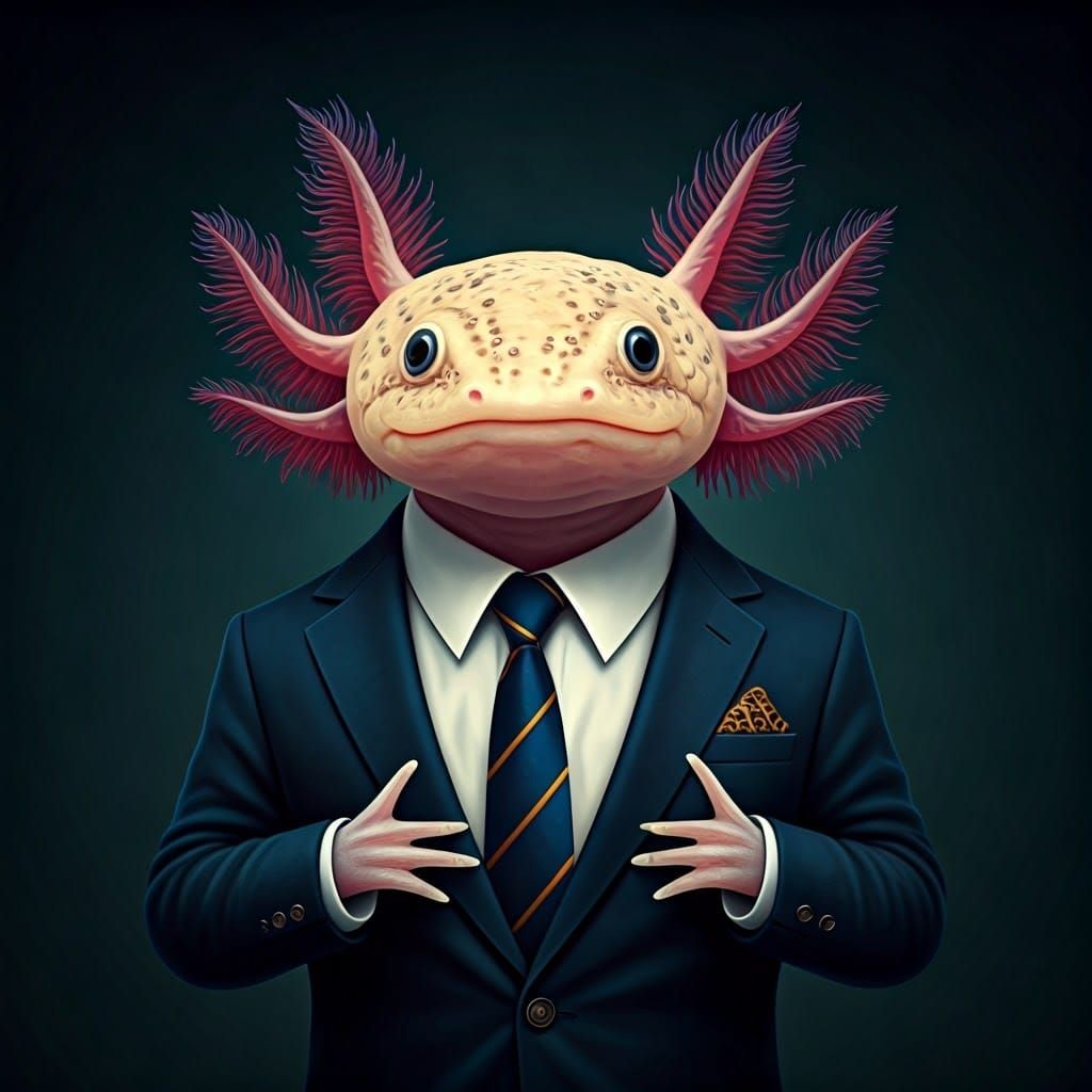 Axolotl in Formal Business Attire