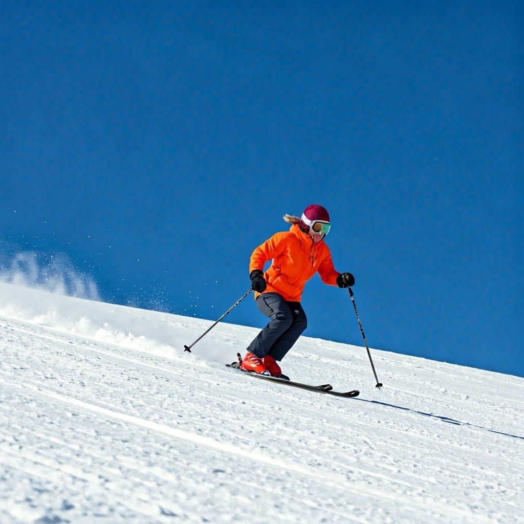 a bilateral amputee of a woman performs snow skiing