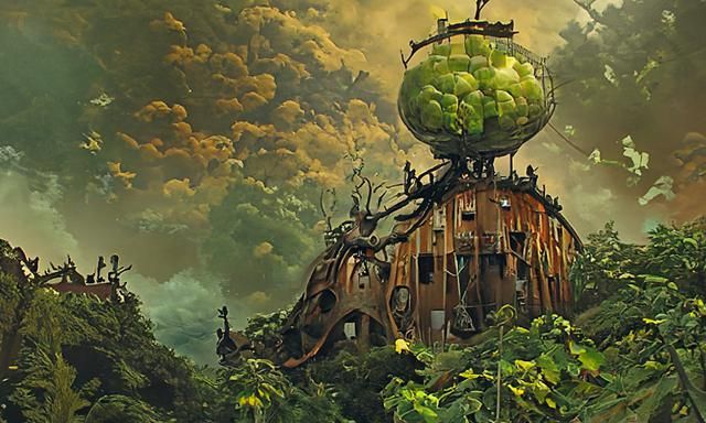 Solar-Punk Restaurant on a Giant Tree in 8K