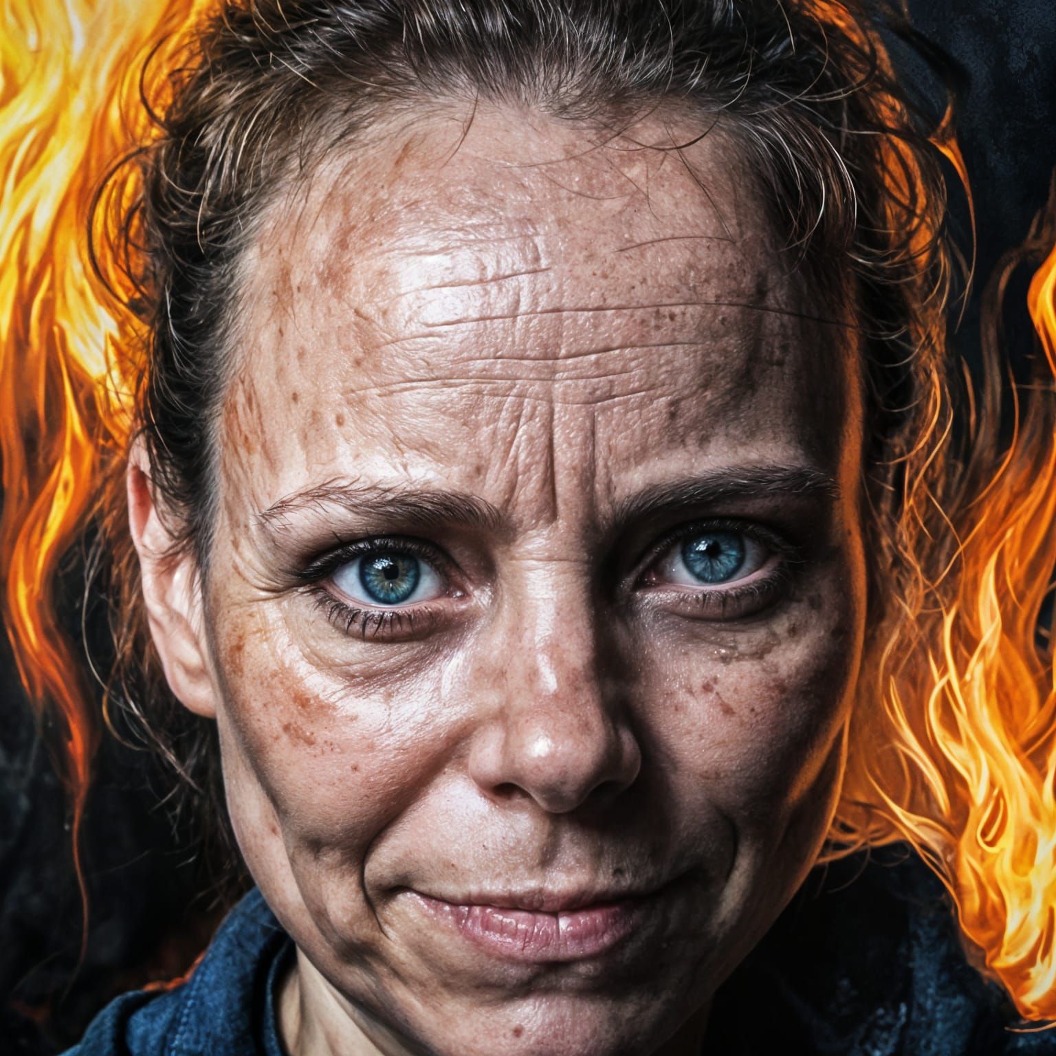 Vivian Watches as Enemies Burn, Cyberpunk-Style Portrayal of...