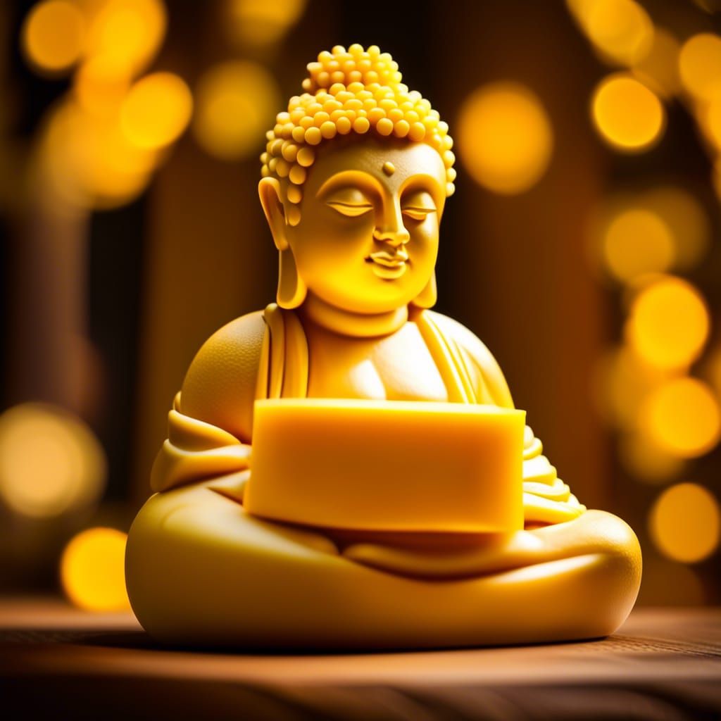 Gouda Cheese Buddha Statue in Natural Lighting