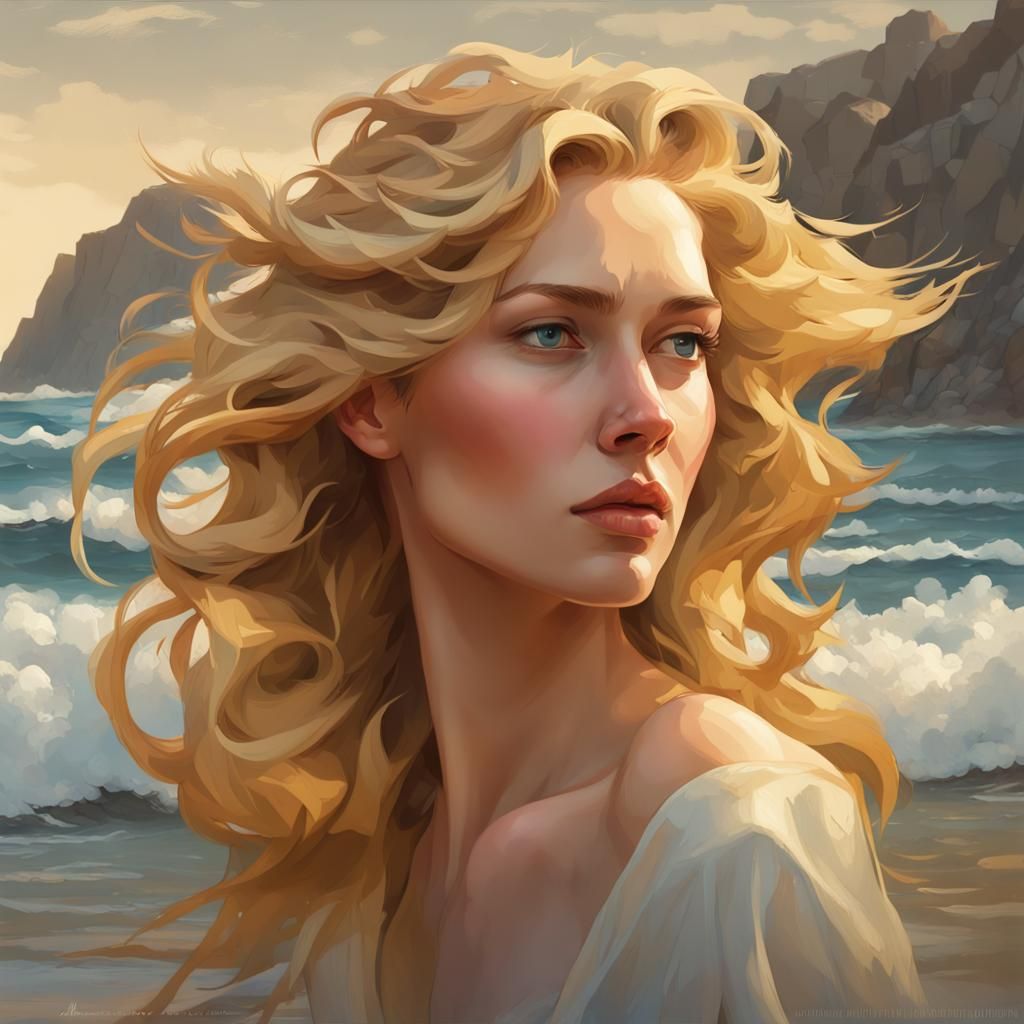 Golden Haired Woman Portrait in Artstation Style
