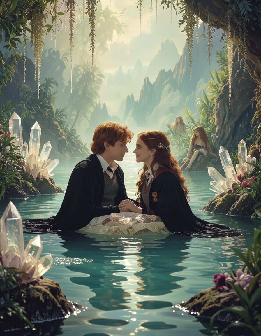 Ron and Hermione in a Surreal Salvador Dali Oasis