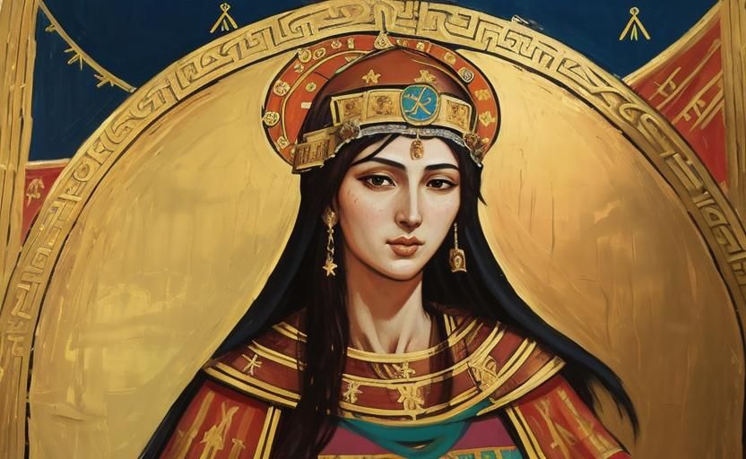 Byzantine Beauty: Expressionist-Surrealist Oil Portrait