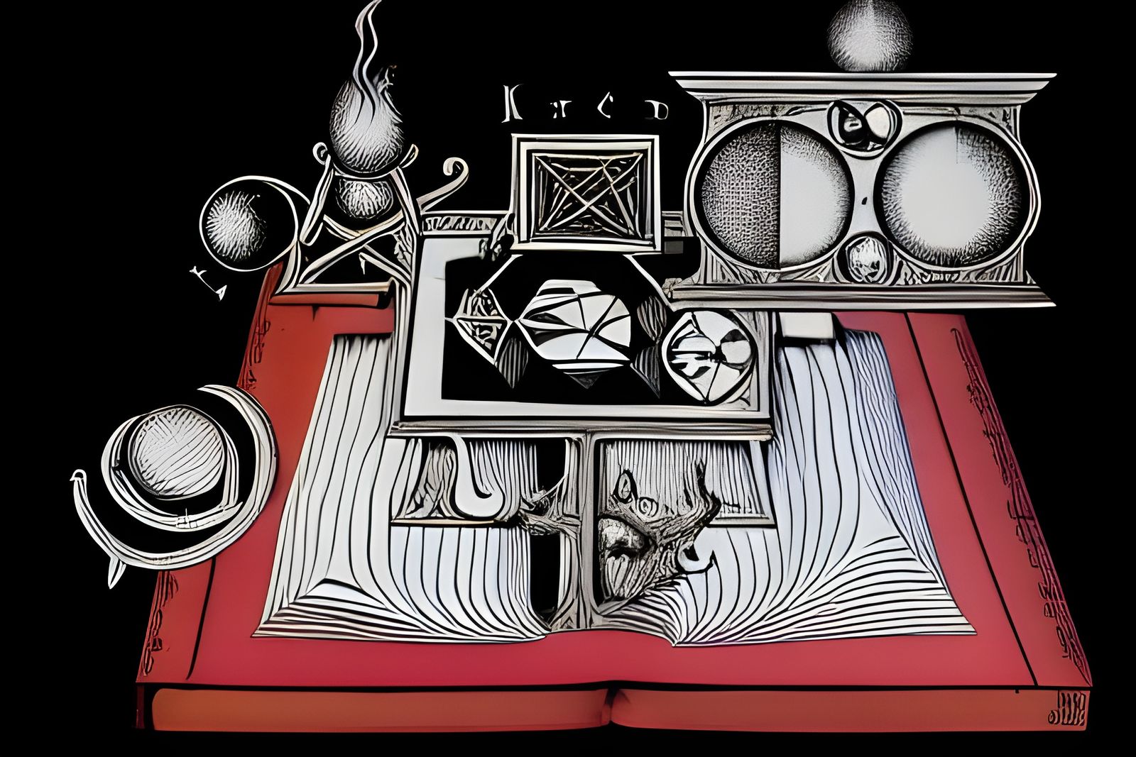 Occult Codex with Alchemical Diagrams and Hieroglyphs