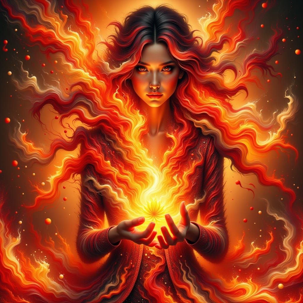 Fiery Fractal Princess Super Heroine Concept