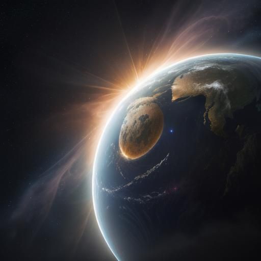 Hyperrealistic Solar Eclipse and Nebula Digital Painting