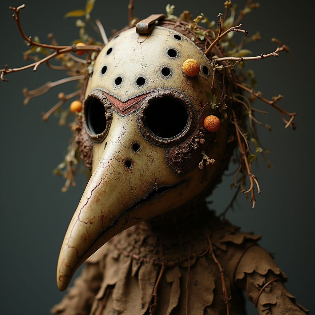 Twisted Witchcraft Scarecrow Mask in Rustic, Handmade Style