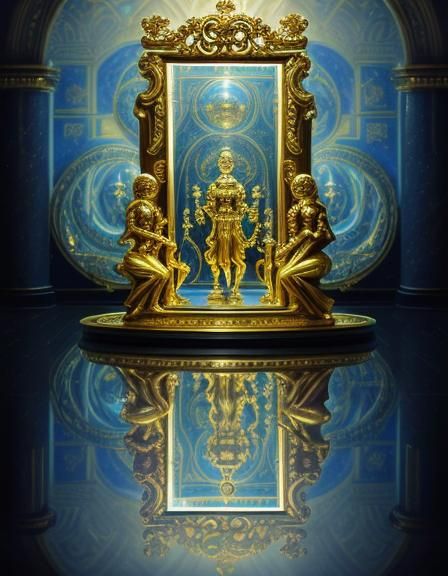 Golden Baroque Astronaut Goddess Sculpture