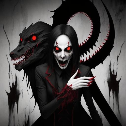 Terrifying Shadow Vampire with Red Eyes in Surreal Style