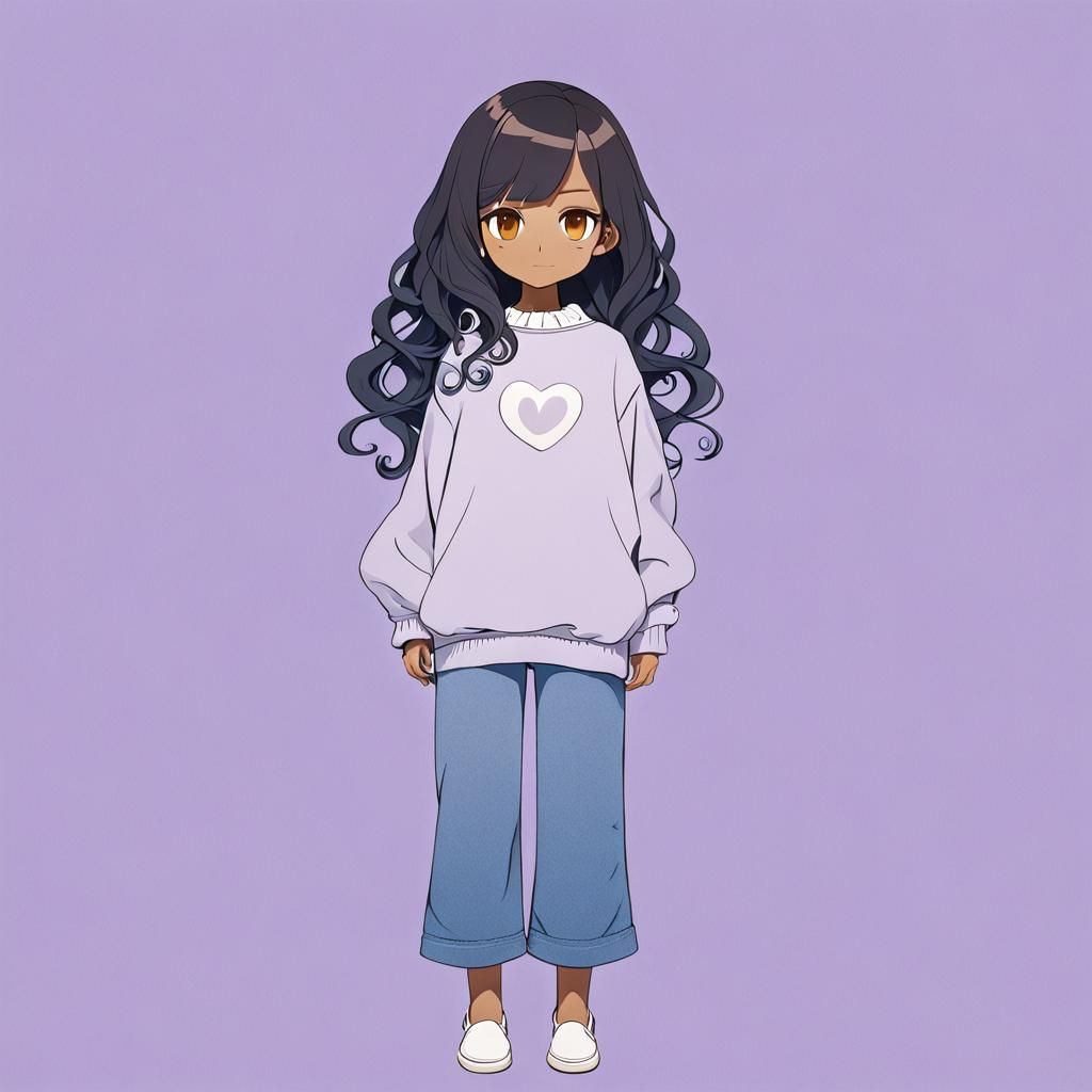 Charming Girl with Purple Sweater Concept Art