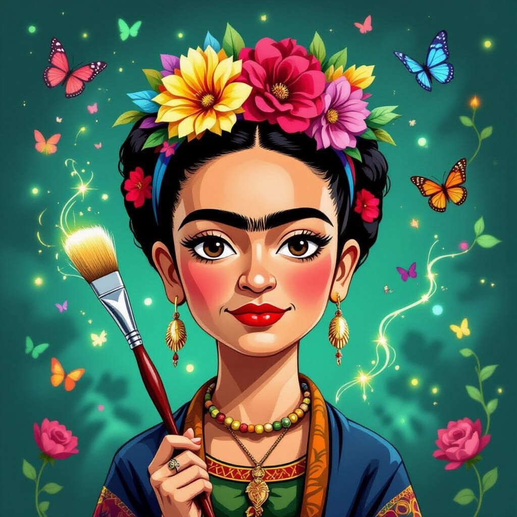 Frida Kahlo as Dream Weaver with Digital Canvas
