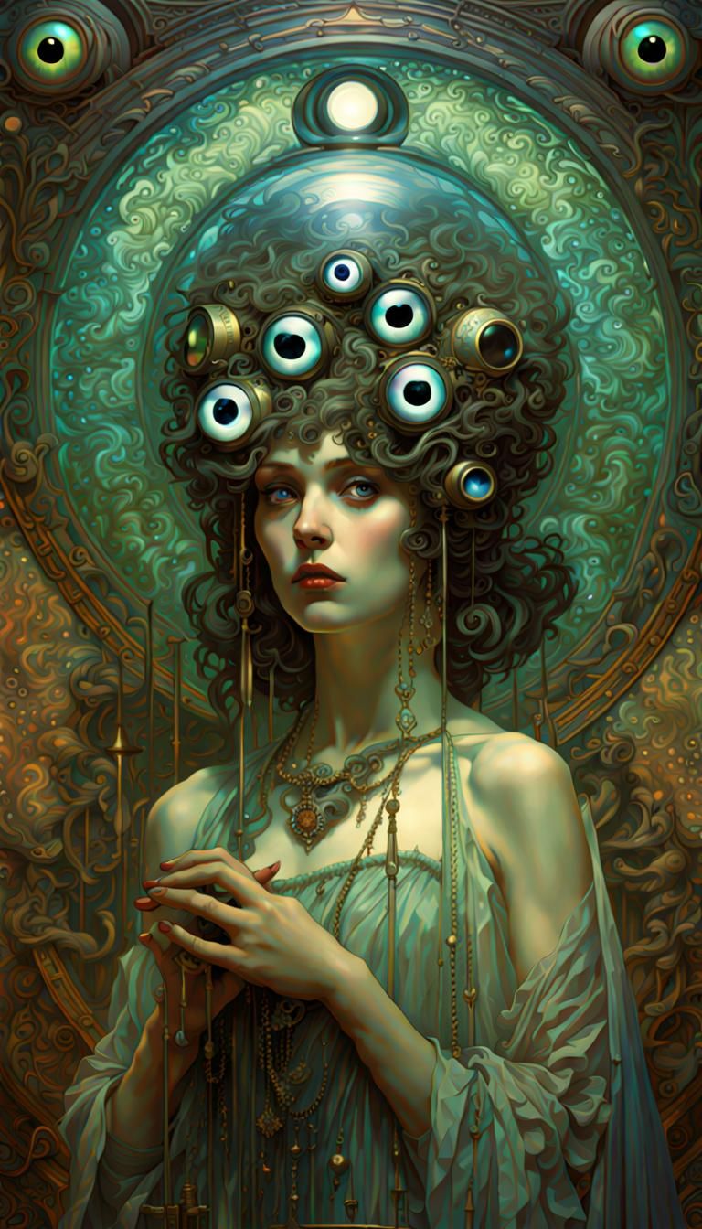Holographic Omniscient Eye in Art Nouveau Style