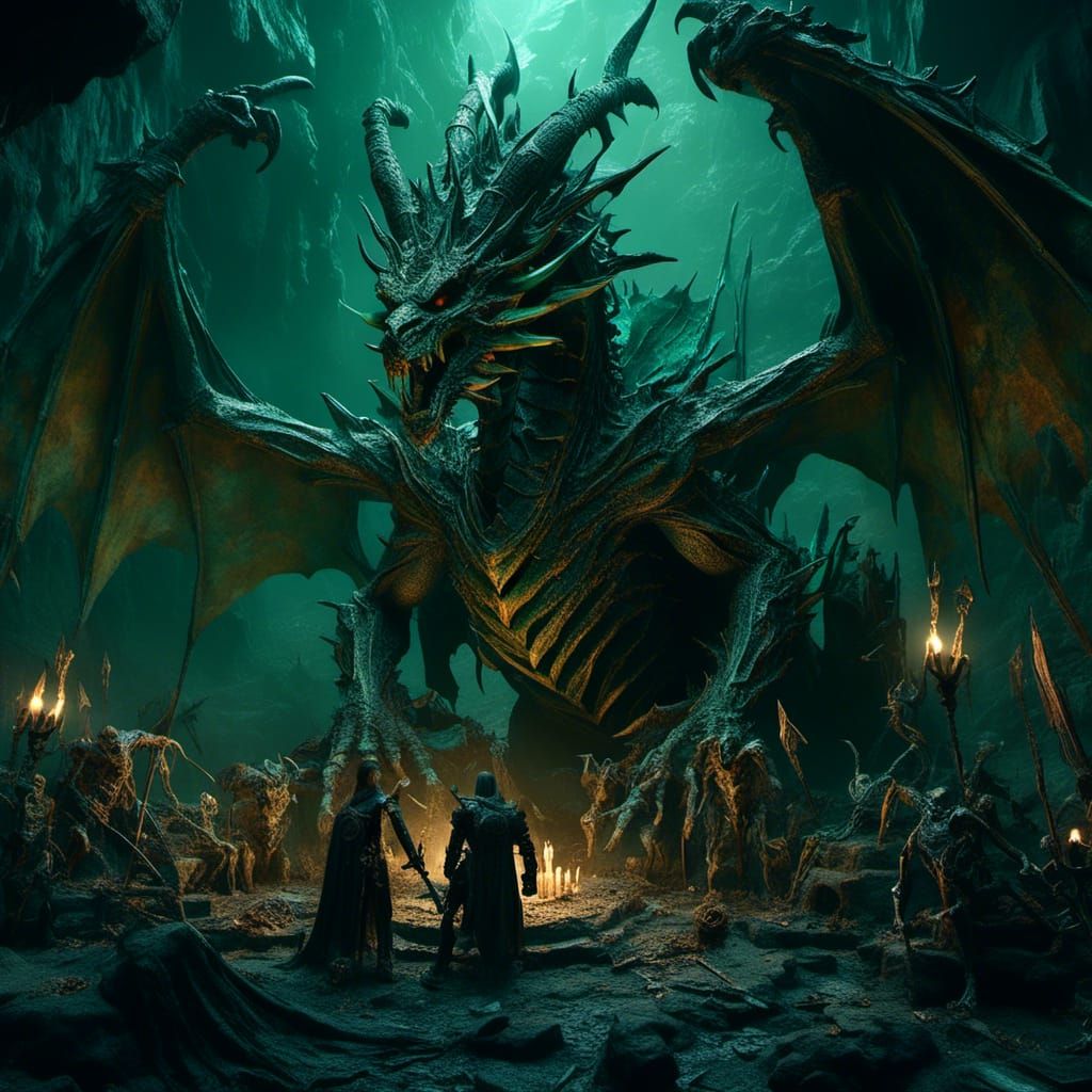 Dragon Lair Concept Art in Dark Fantasy Style