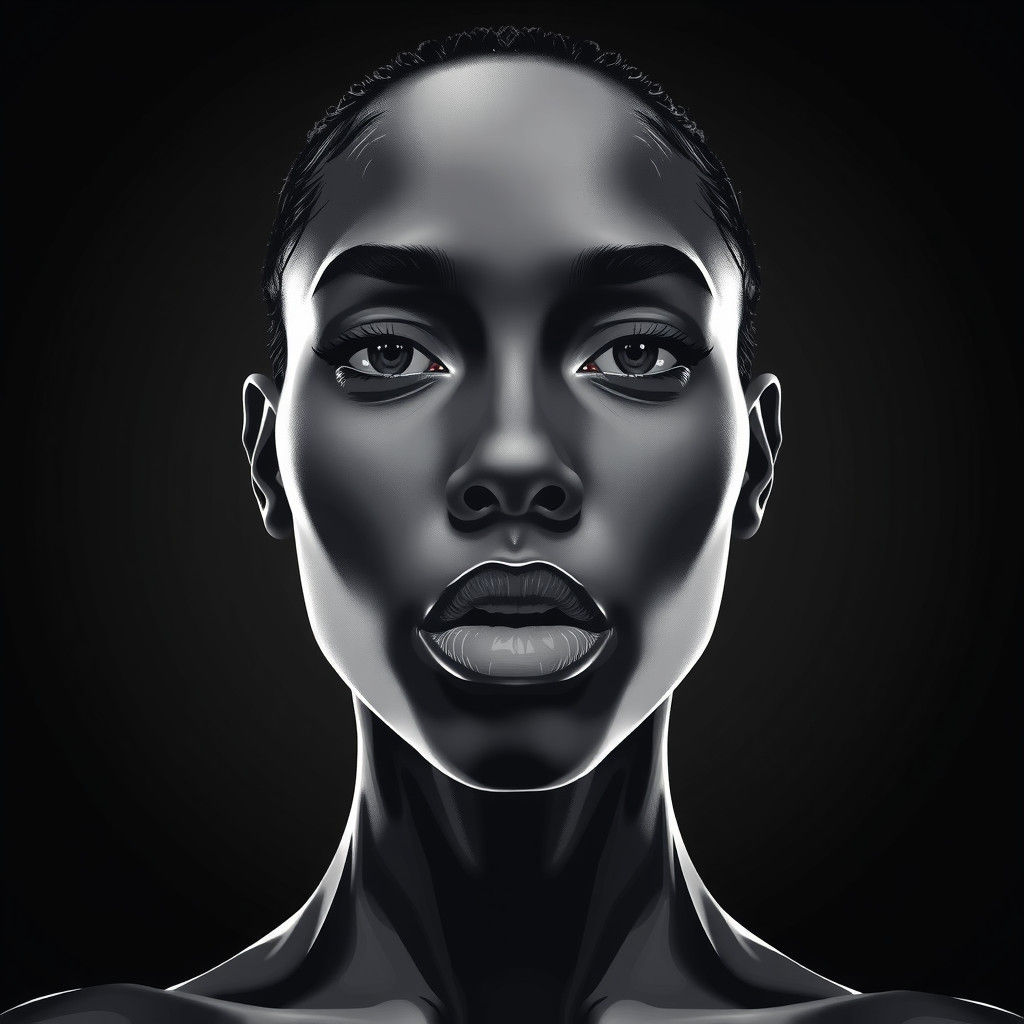 High-Contrast Vector Art Portrait of a Fit Black Woman
