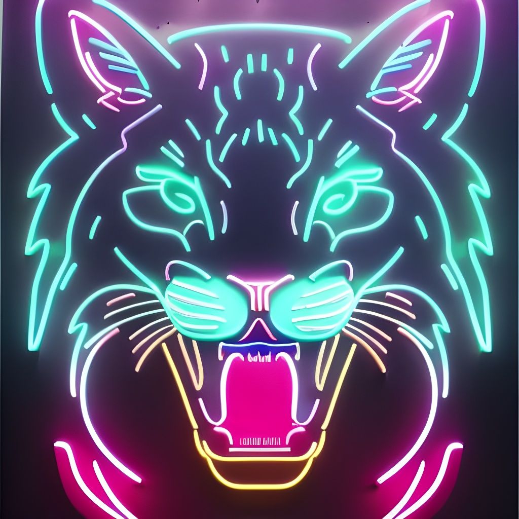 Neon Cougar Sign in 8k 3D