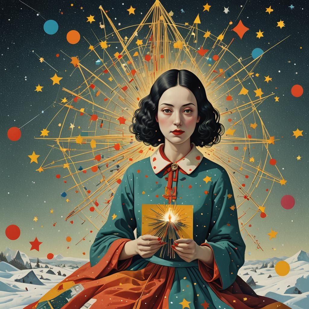 Surreal Girl with Matches in Bauhaus Style