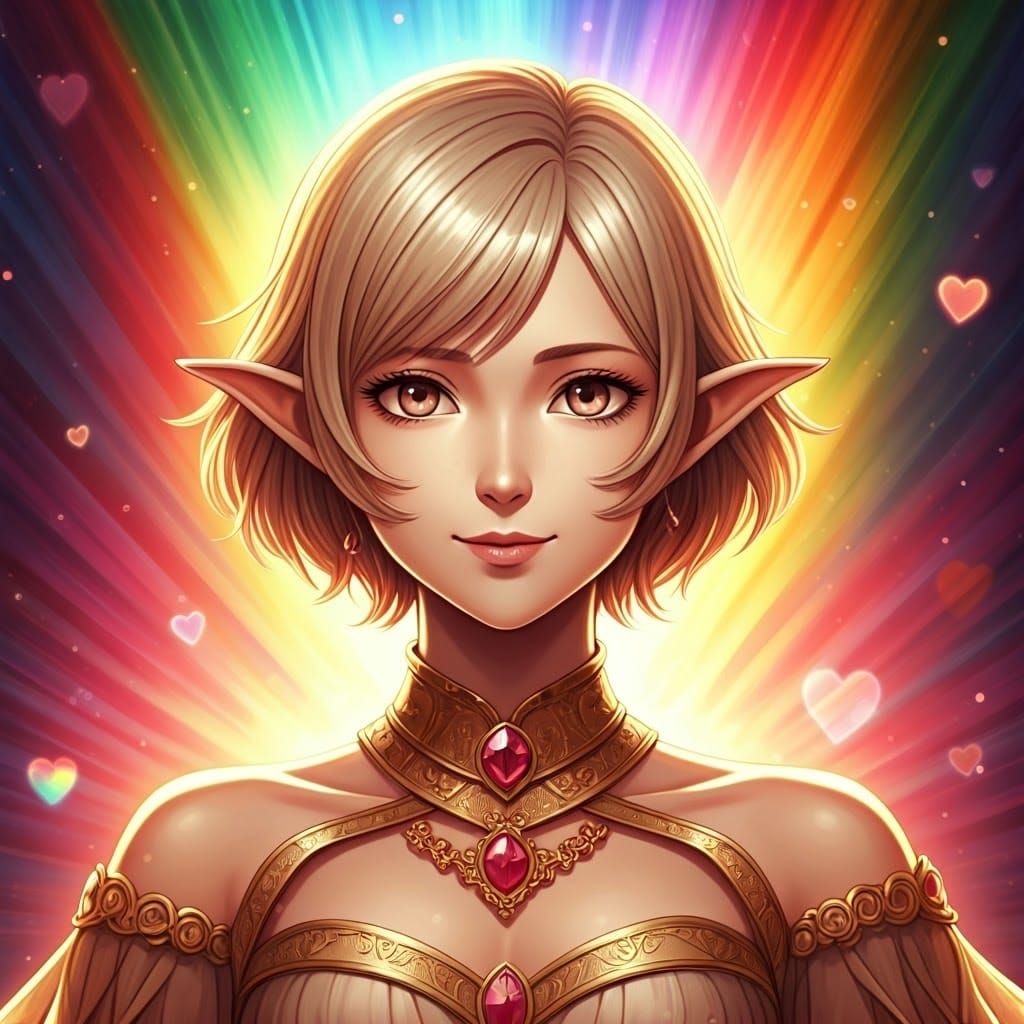 Glamorous Gold Elf in Whimsical Watercolor