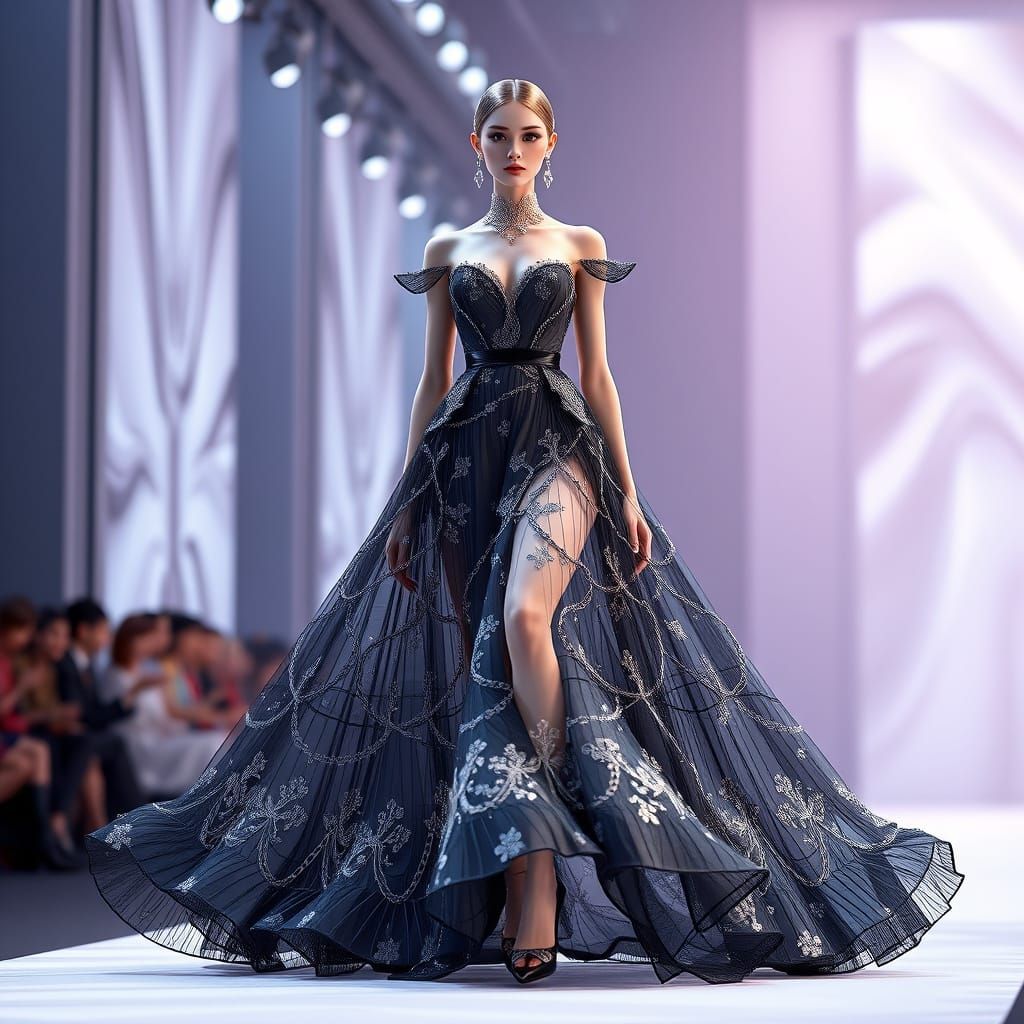 Dior Dress on a Fashion Runway in Stunning 8K Resolution