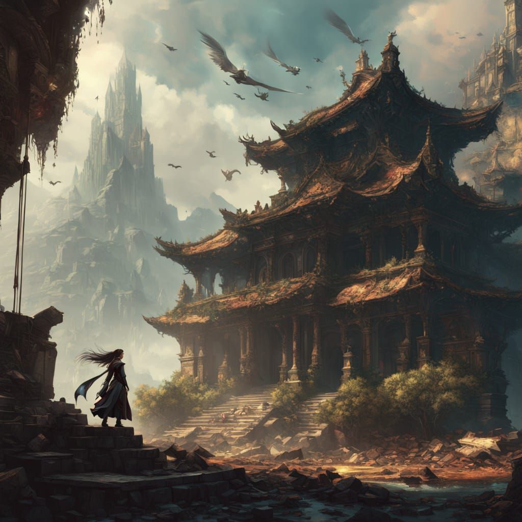 Vampire Flying Kick in Mountain Temple Art