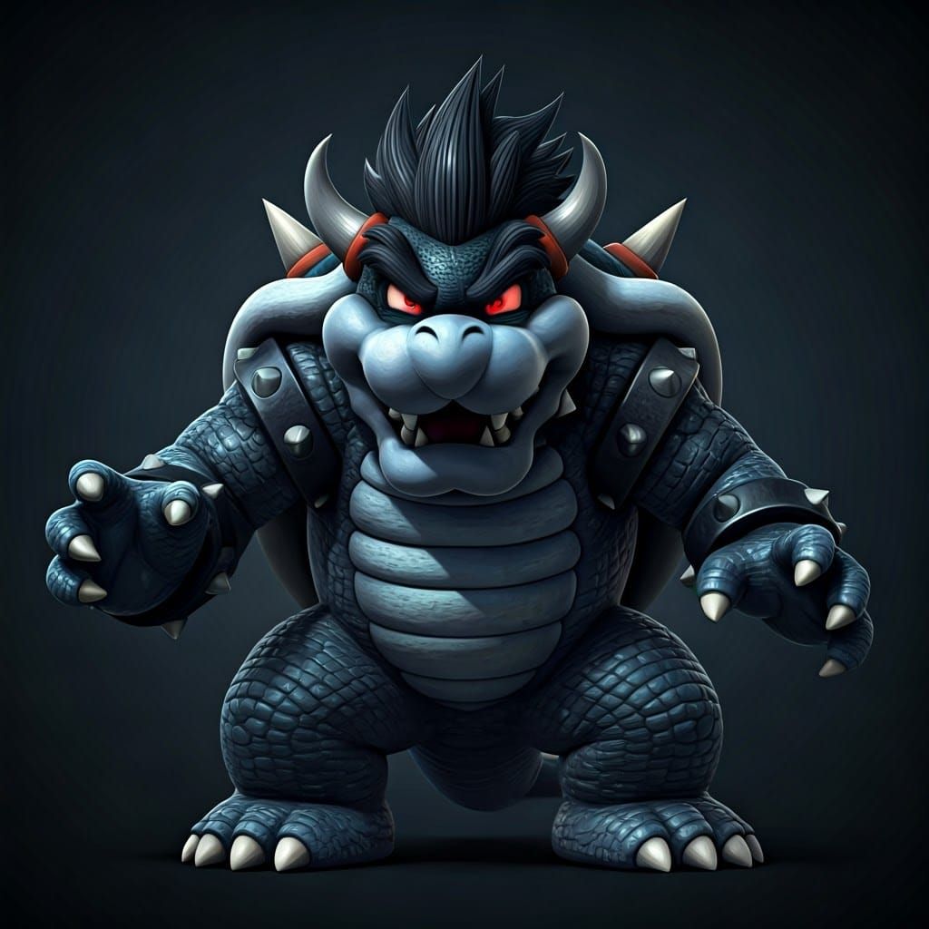 Dark Bowser Action Figure in Comic Book Style