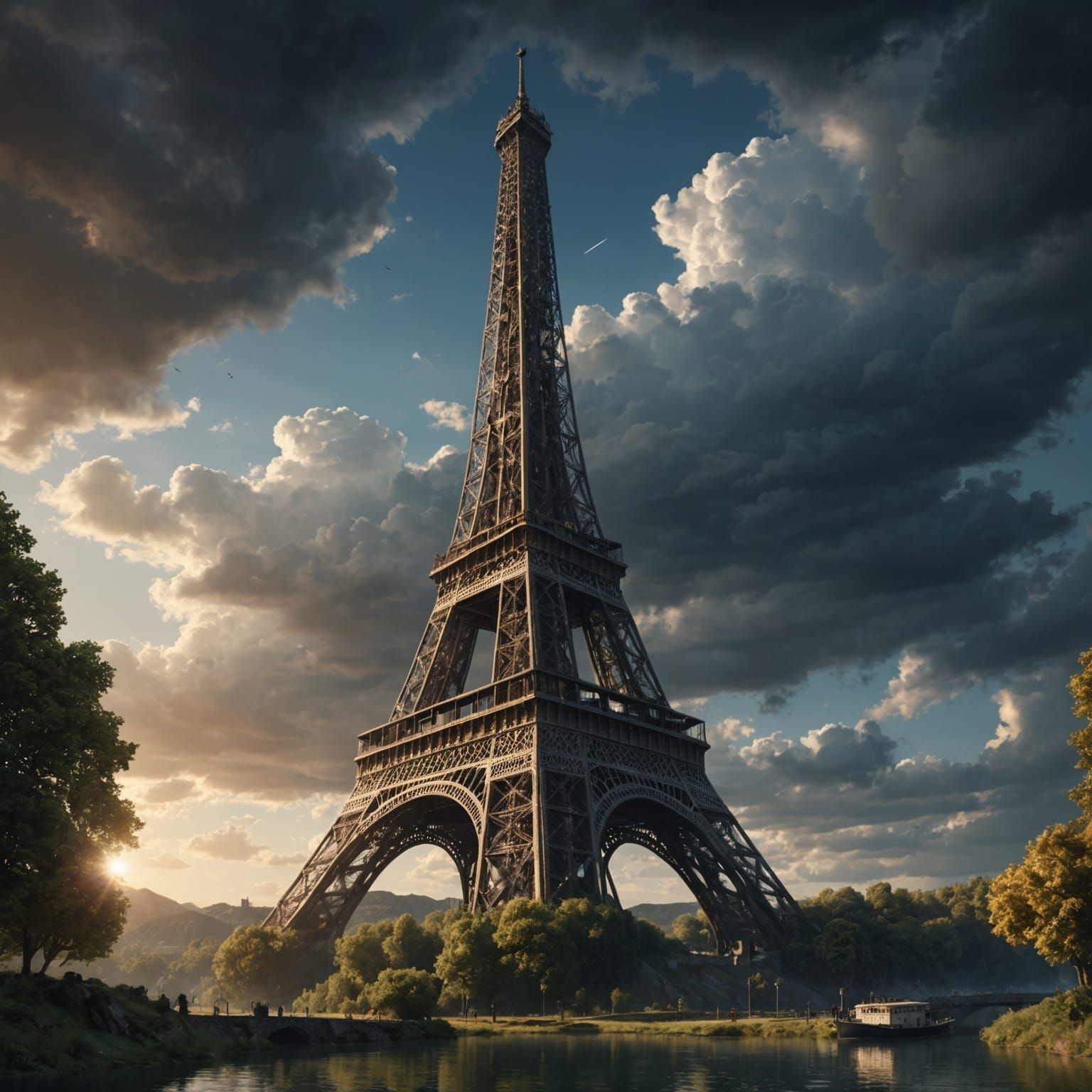 Eiffel Tower Sparkling at Night: Digital Matte Painting