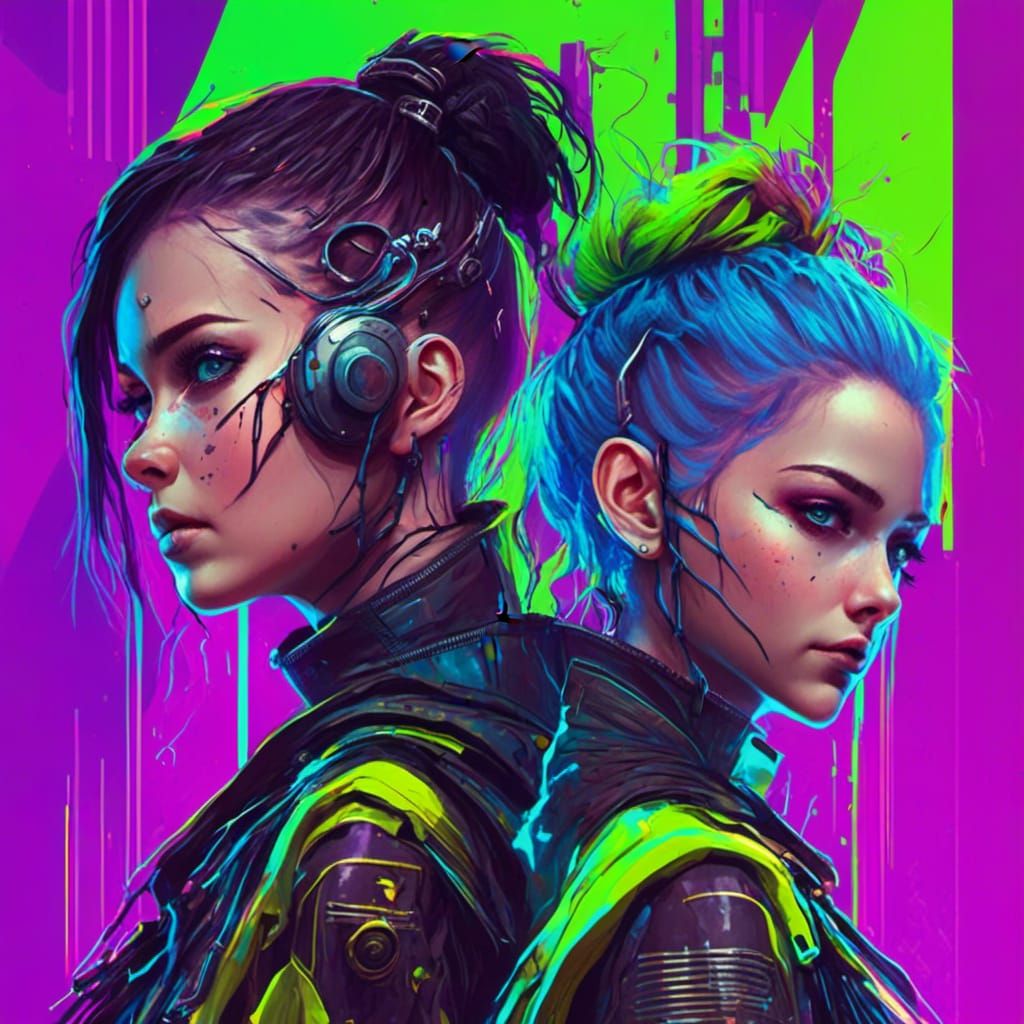 Cyberpunk 2077 Style Characters with Neon Accents