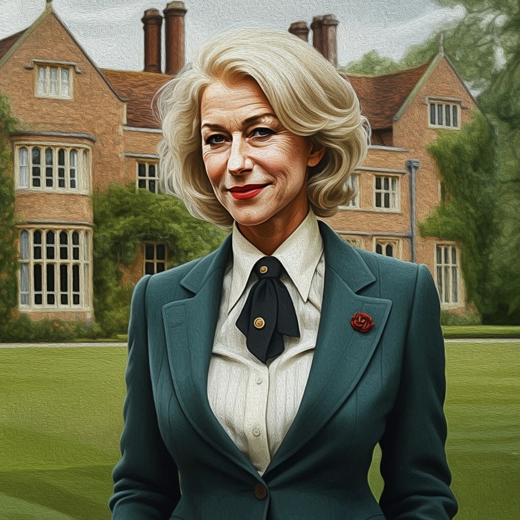 Friendly Portrait of Helen Mirren as Impressionistic Oil Pai...