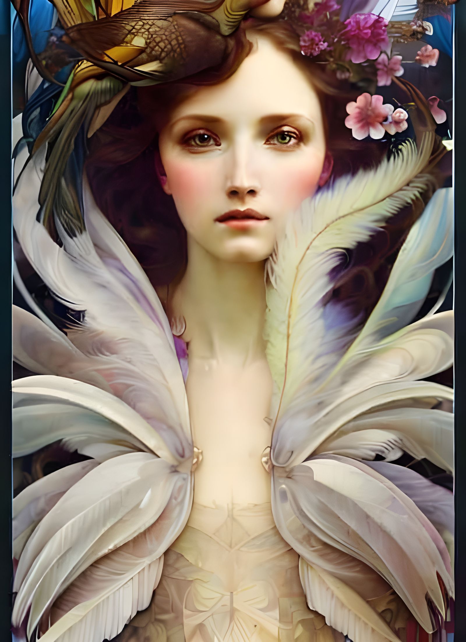 Opulent Calling Birds in Art Nouveau Style