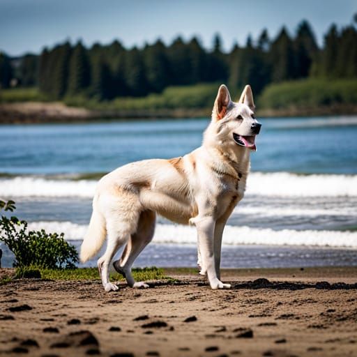 Majestic White Shepherd in Natural Light