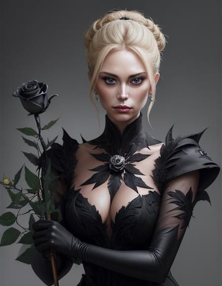 Woman with Silver Rose: Oil Painting Portrait